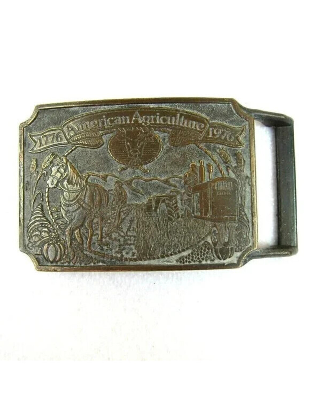 Vintage Belt Buckle Chevron Chemical Company ORTHO Bicentennial Agriculture 1975